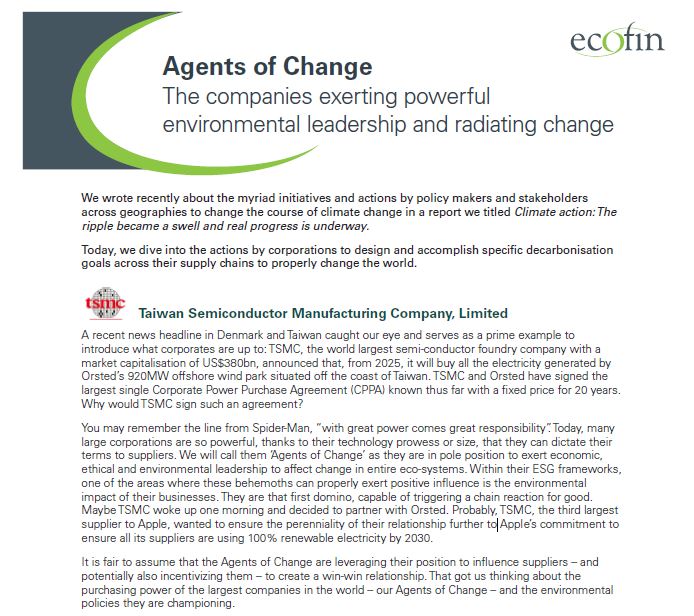 Agents of Change: The companies exerting powerful environmental leadership and radiating change