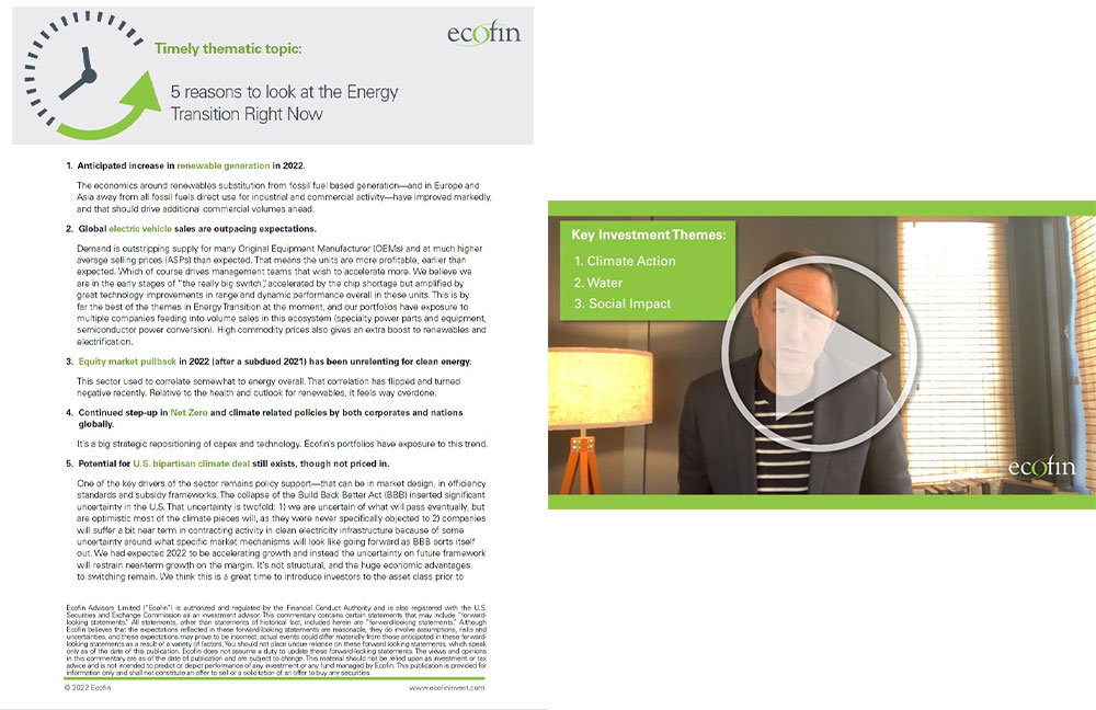 Timely thematic topic: 5 reasons to look at the Energy Transition Right Now